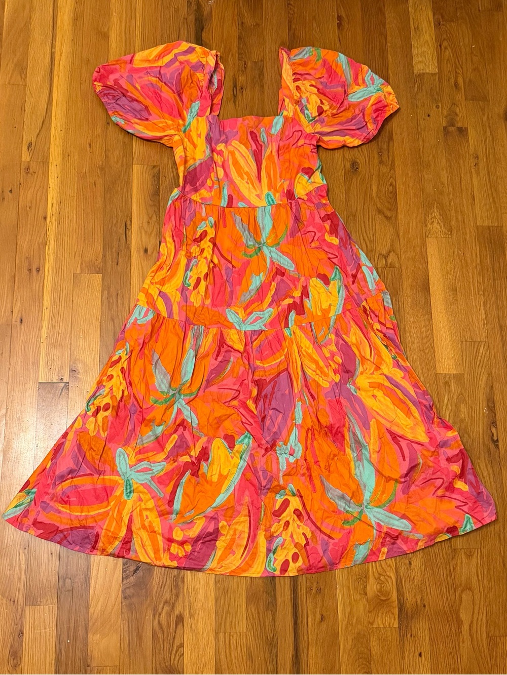 Crystal Sky Vibrant Orange & Pink Floral Dress